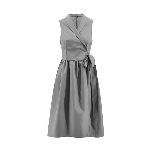 Elena Sleeveless Midi Dress Women – Belted Summer A-Line Dress 8