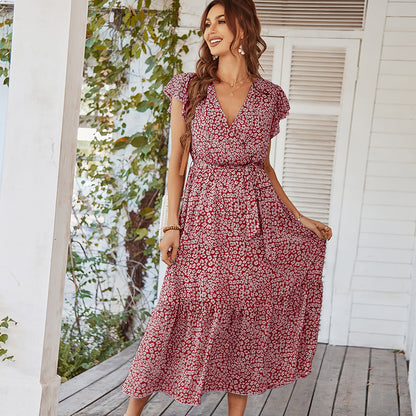 Amara | Women's Floral Midi Dress with Ruffle Sleeves | Lightweight Summer Dress for Weddings and Garden Parties 4