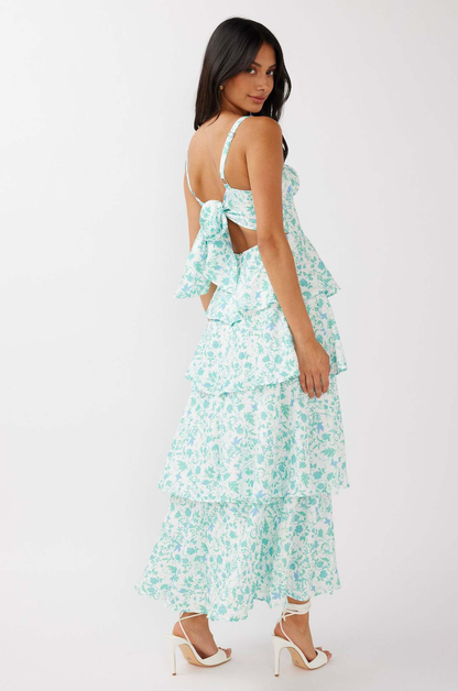 Flori | Women's Floral Maxi Dress with Ruffle Detail | Elegant Summer Formal Wear 10