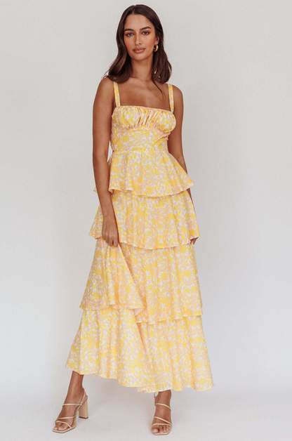 Flori | Women's Floral Maxi Dress with Ruffle Detail | Elegant Summer Formal Wear 1