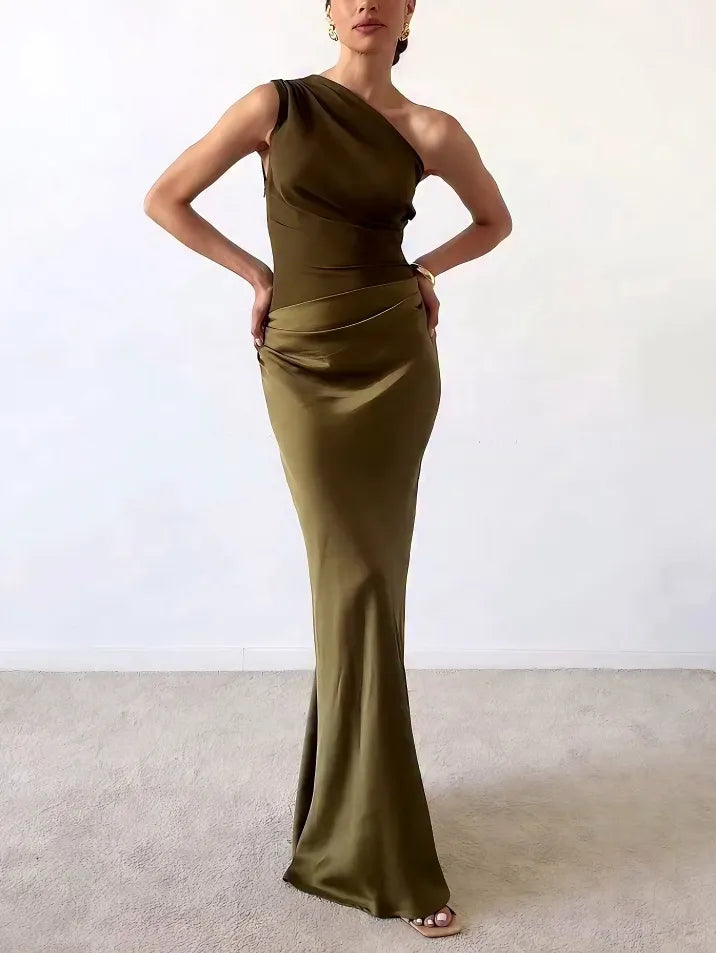 Elegant Collection | Maxi Dress for Women with One Shoulder Design | Flowing Long Fit for Weddings and Formal Occasions 6