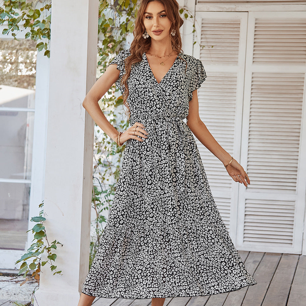 Amara | Women's Floral Midi Dress with Ruffle Sleeves | Lightweight Summer Dress for Weddings and Garden Parties 2