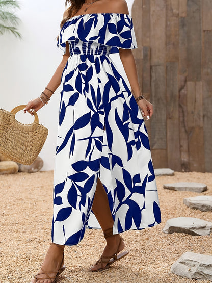 Amelia Off Shoulder Maxi Dress Women – Printed Ruffle Dress 4