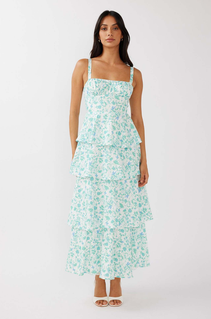 Flori | Women's Floral Maxi Dress with Ruffle Detail | Elegant Summer Formal Wear 8