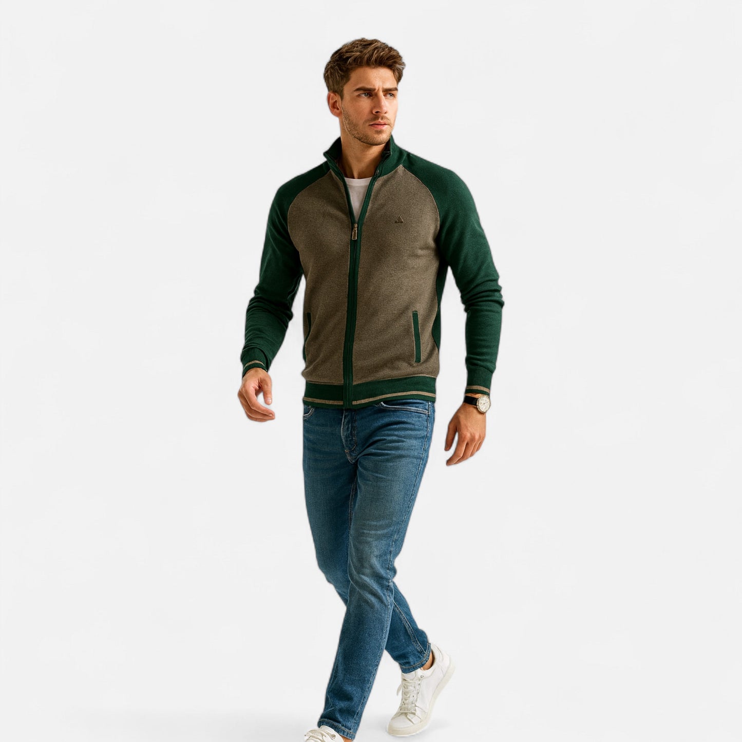 Men’s Sweater with Zip Front – Soft Cotton Knit for Everyday Wear