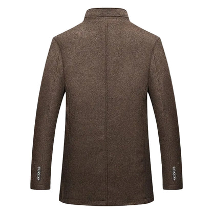 Edward | Men's Winter Coat with Button Front & Stand Collar | Knee-Length Stylish Outerwear for Cold Days 3