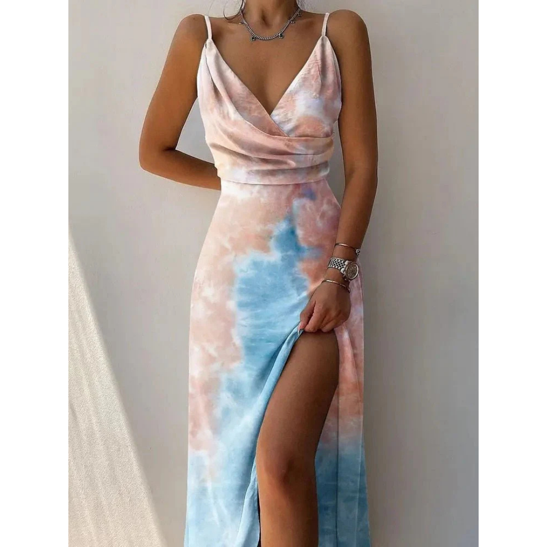 Sienna Satin Slip Maxi Dress Women – Side Slit Wedding Guest Dress 4