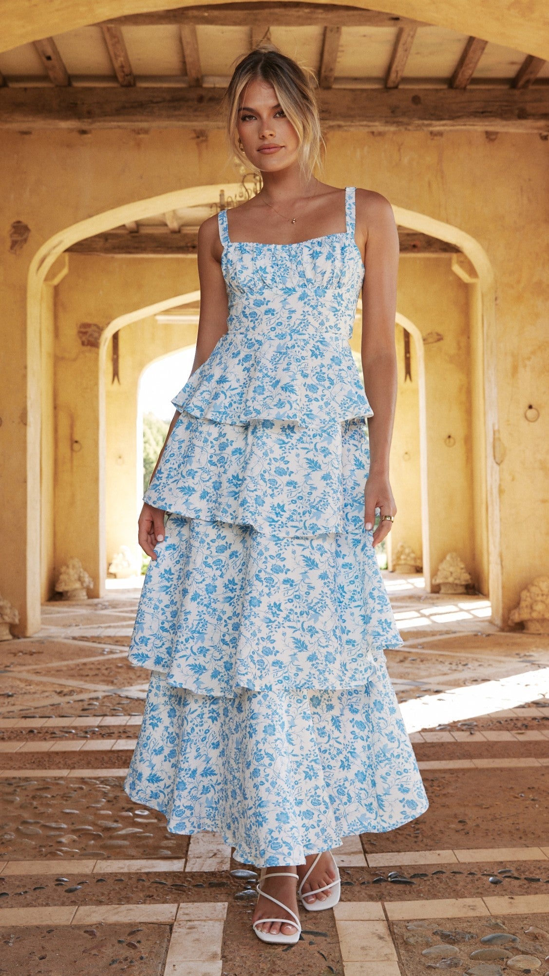 Freya Floral Maxi Dress | Women's Summer Dress with Ruffle Skirt | Elegant Lightweight Design for Weddings and Events 1