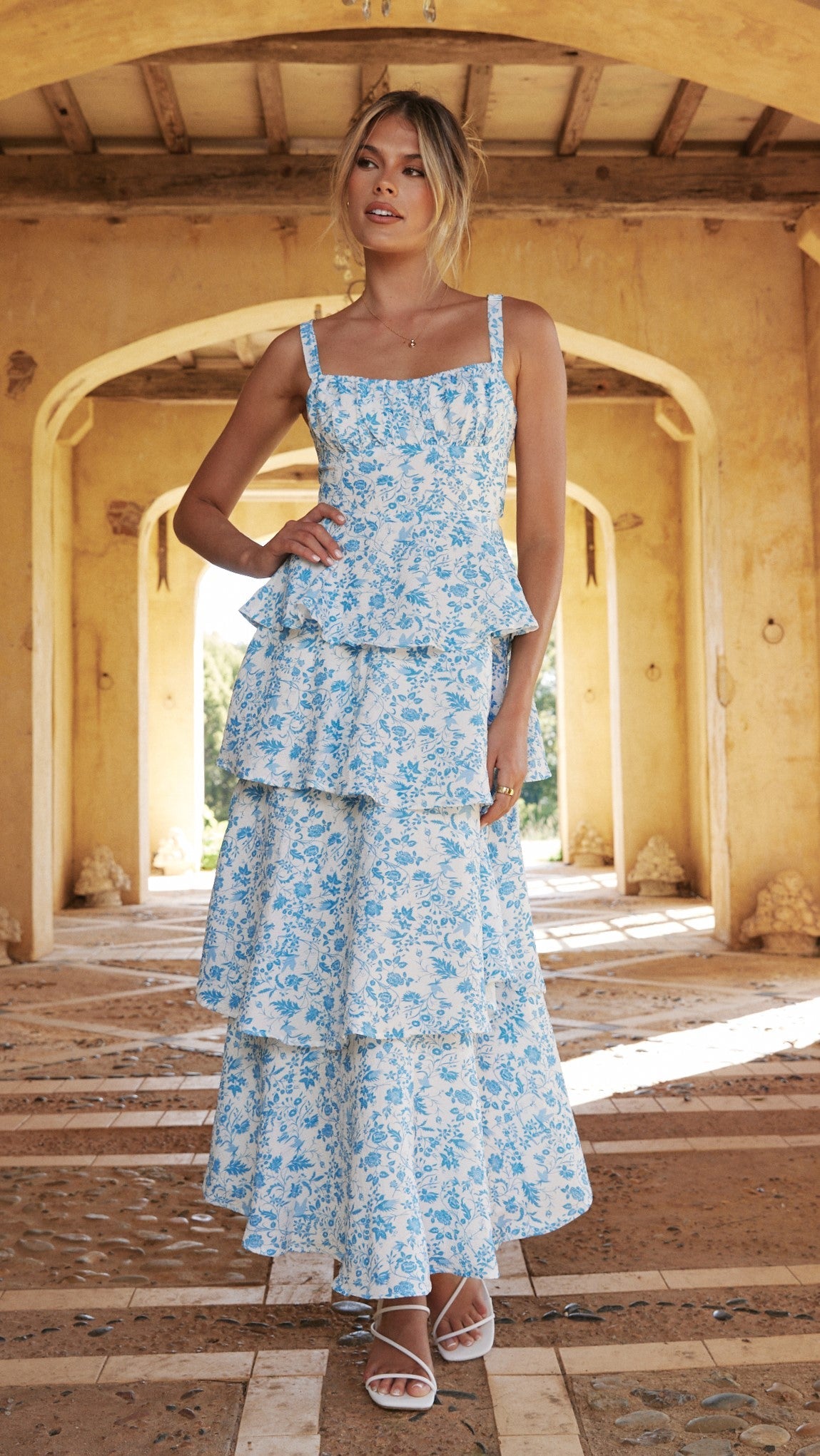 Freya Floral Maxi Dress | Women's Summer Dress with Ruffle Skirt | Elegant Lightweight Design for Weddings and Events 18