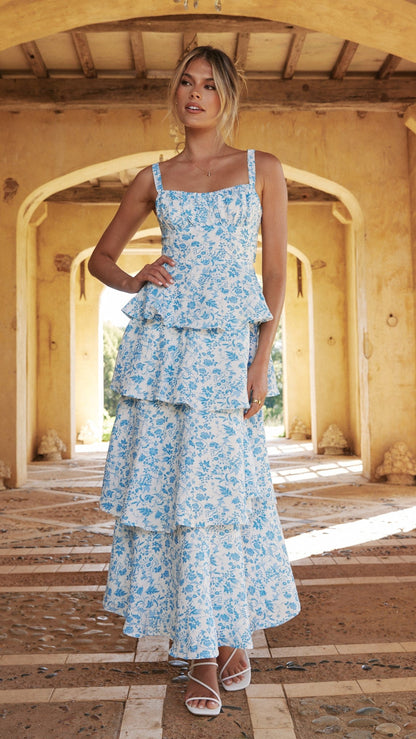 Freya Floral Maxi Dress | Women's Summer Dress with Ruffle Skirt | Elegant Lightweight Design for Weddings and Events 18
