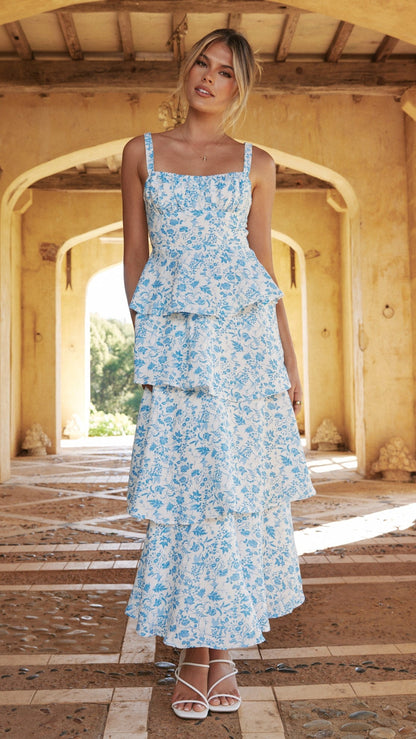 Freya Floral Maxi Dress | Women's Summer Dress with Ruffle Skirt | Elegant Lightweight Design for Weddings and Events 14