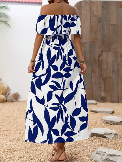 Amelia Off Shoulder Maxi Dress Women – Printed Ruffle Dress 2