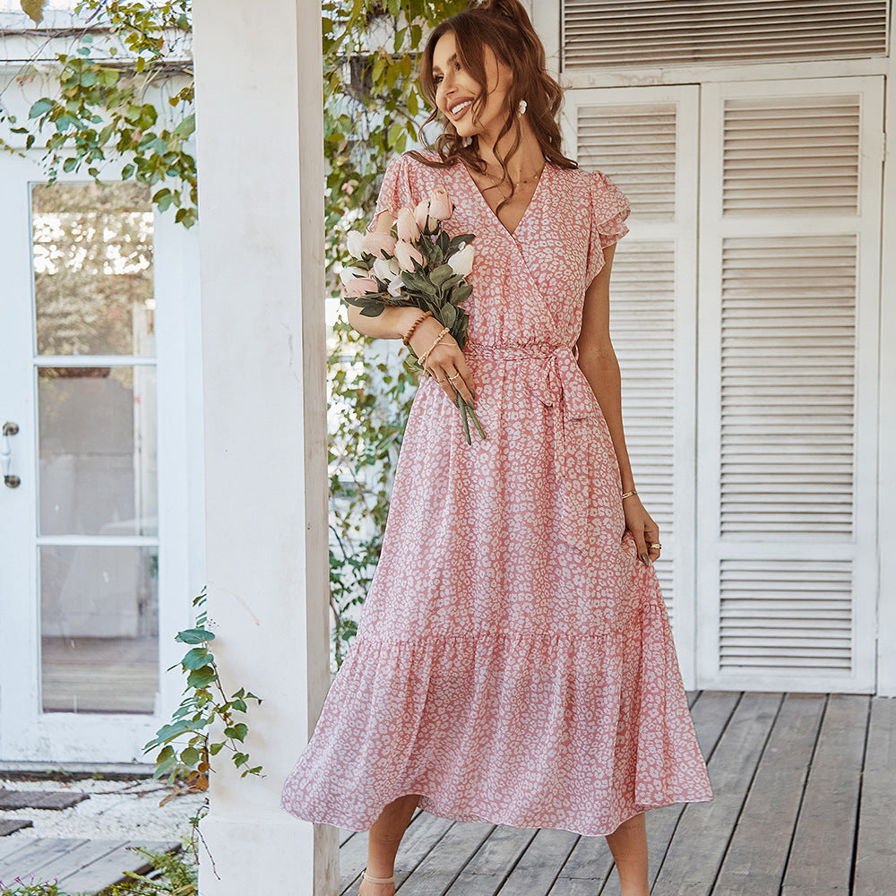 Amara | Women's Floral Midi Dress with Ruffle Sleeves | Lightweight Summer Dress for Weddings and Garden Parties 7