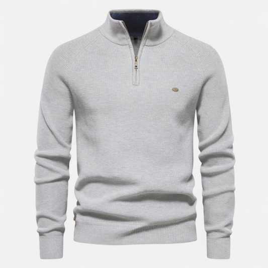 Men’s Sweater with Zip Collar – Comfortable Cotton Knit for Everyday Wear