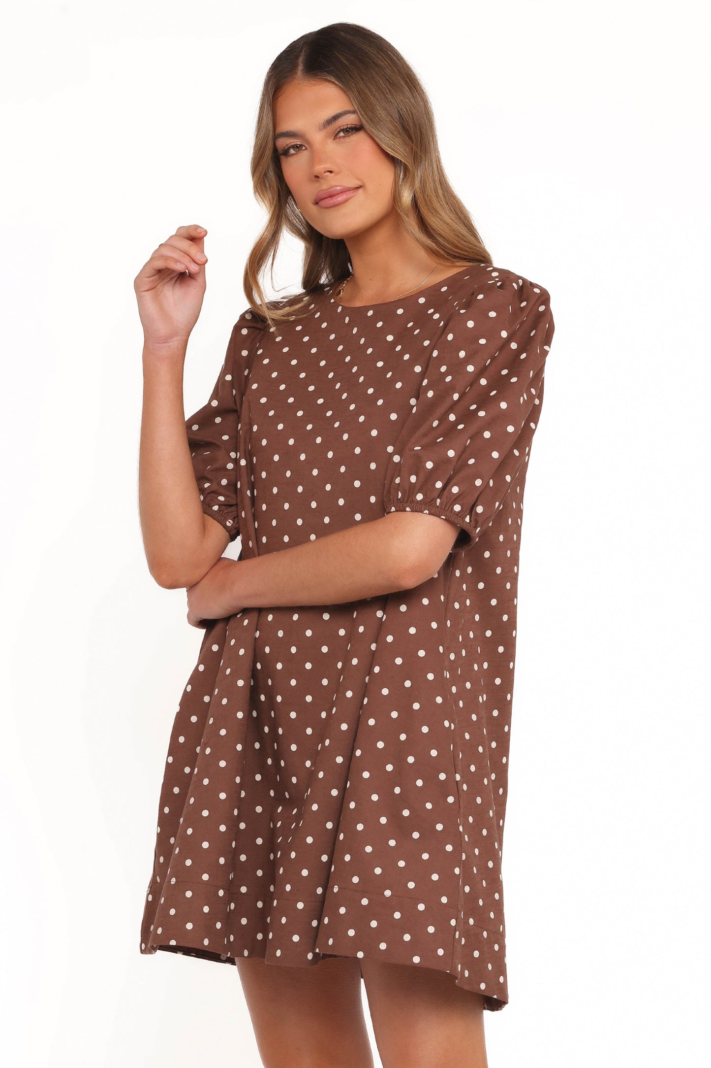 Clara Polka Dot Mini Dress Women – Puff Sleeve A-Line Dress 3