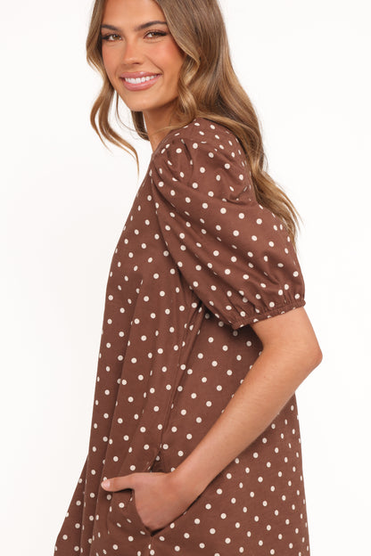 Clara Polka Dot Mini Dress Women – Puff Sleeve A-Line Dress 5